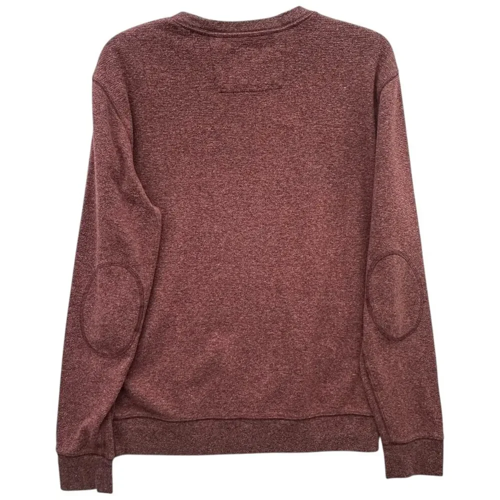 Banana Republic Men's Crewneck Waffle Knit Sweater Burgundy Elbow Patches Medium